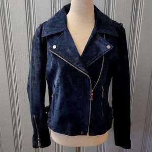 BCBG Royal Blue Suede Moto Jacket